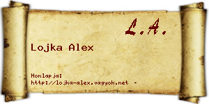 Lojka Alex névjegykártya